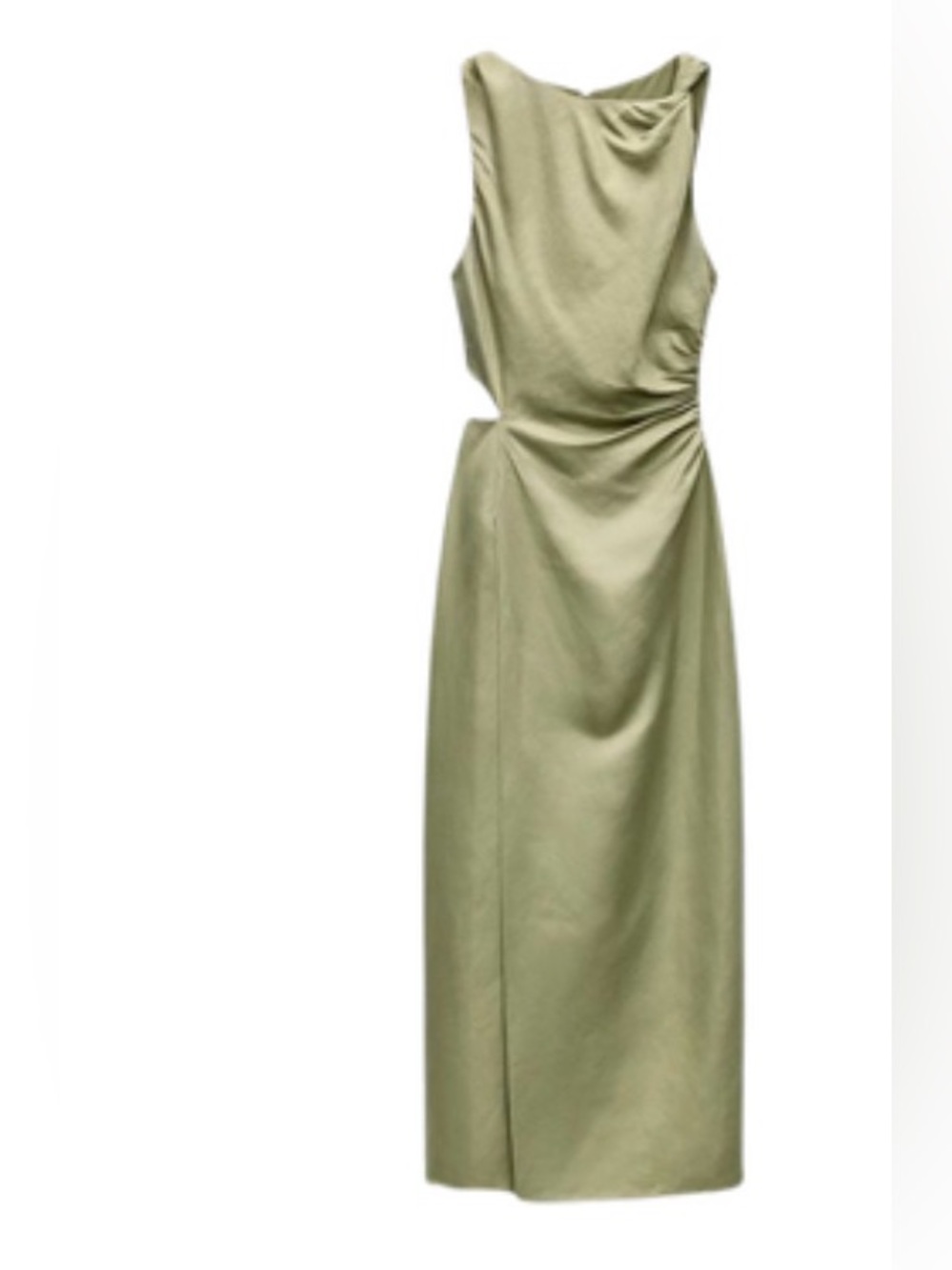 Zara Linen-Blend CutOut Sleeveless Midi Dress in Green. Size X-Small - Picture 2 of 13